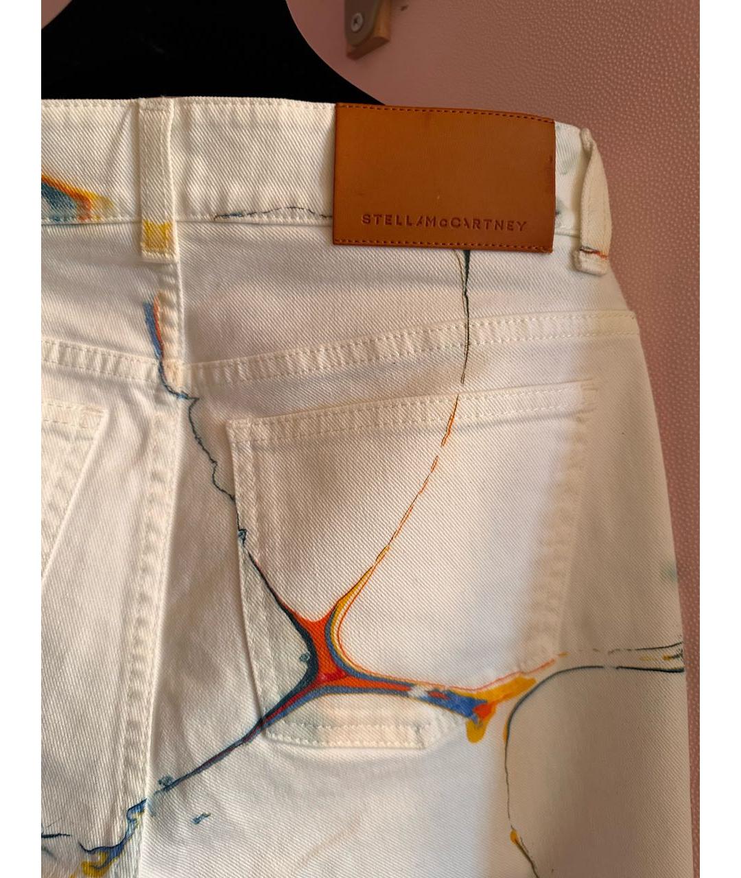STELLA MCCARTNEY Белые хлопко-эластановые прямые джинсы, фото 5