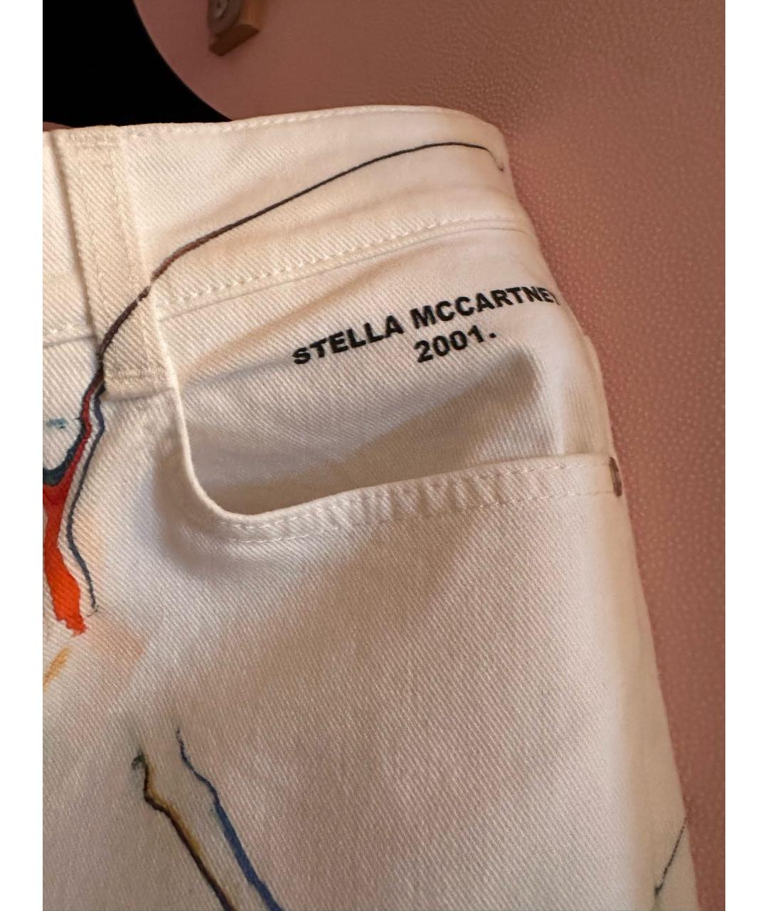 STELLA MCCARTNEY Белые хлопко-эластановые прямые джинсы, фото 3