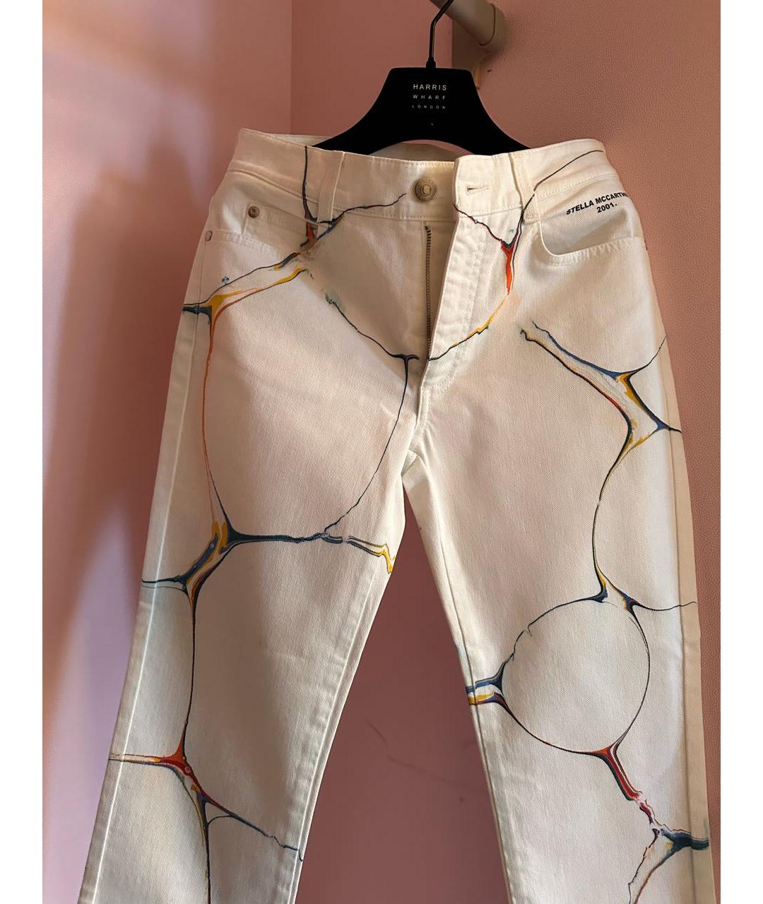 STELLA MCCARTNEY Белые хлопко-эластановые прямые джинсы, фото 4