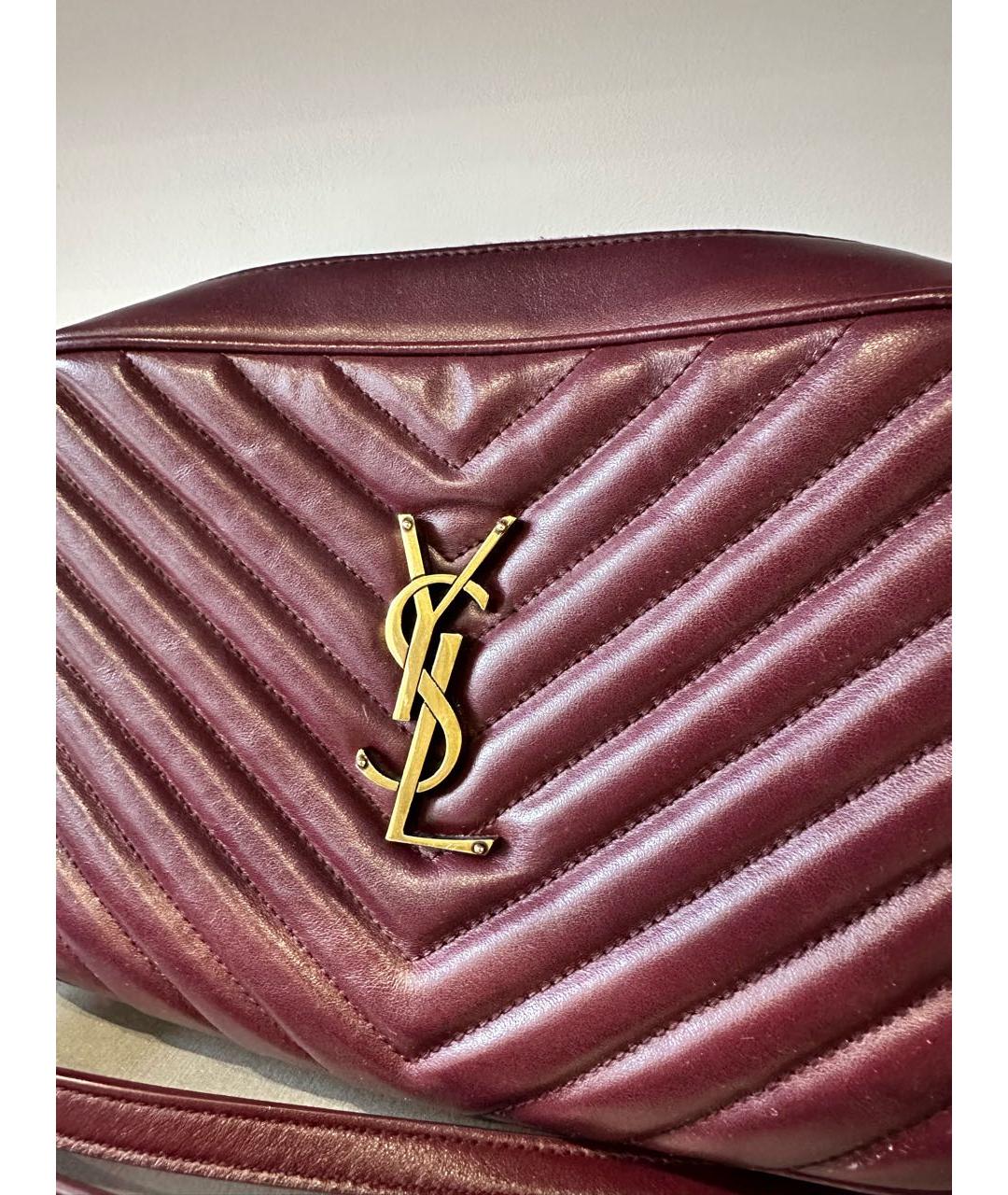 SAINT LAURENT Бордовая кожаная сумка через плечо, фото 2