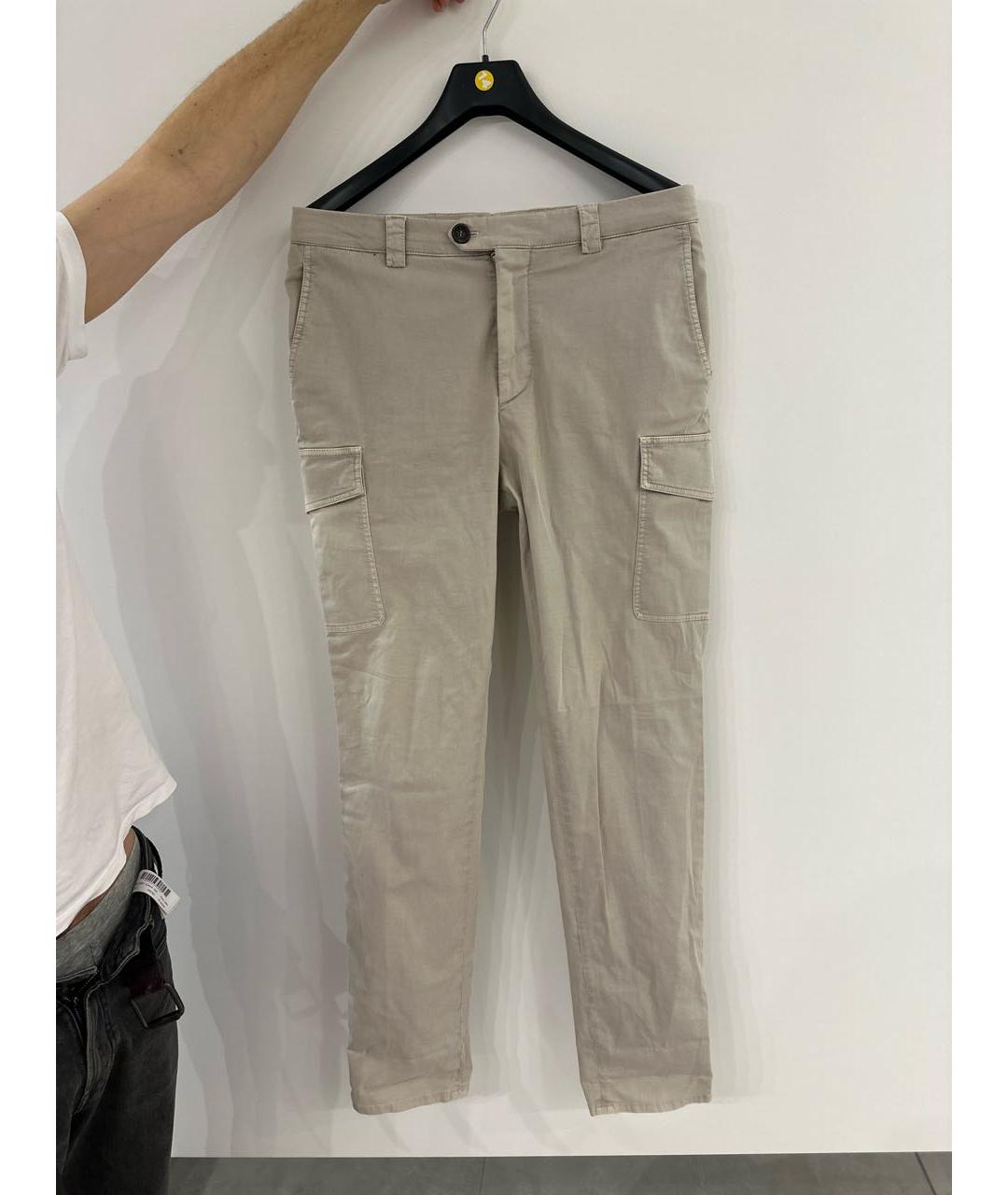 BRUNELLO CUCINELLI Бежевые хлопковые повседневные брюки, фото 5