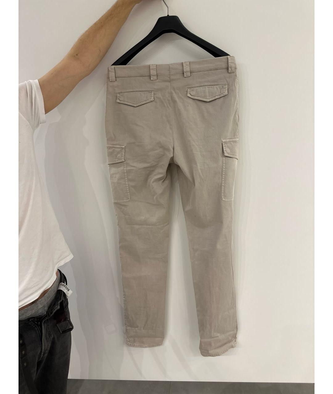 BRUNELLO CUCINELLI Бежевые хлопковые повседневные брюки, фото 2