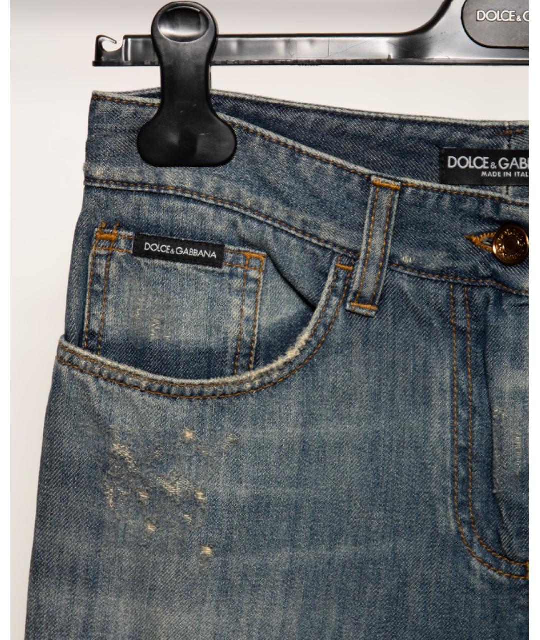 DOLCE&GABBANA Синие хлопковые прямые джинсы, фото 3