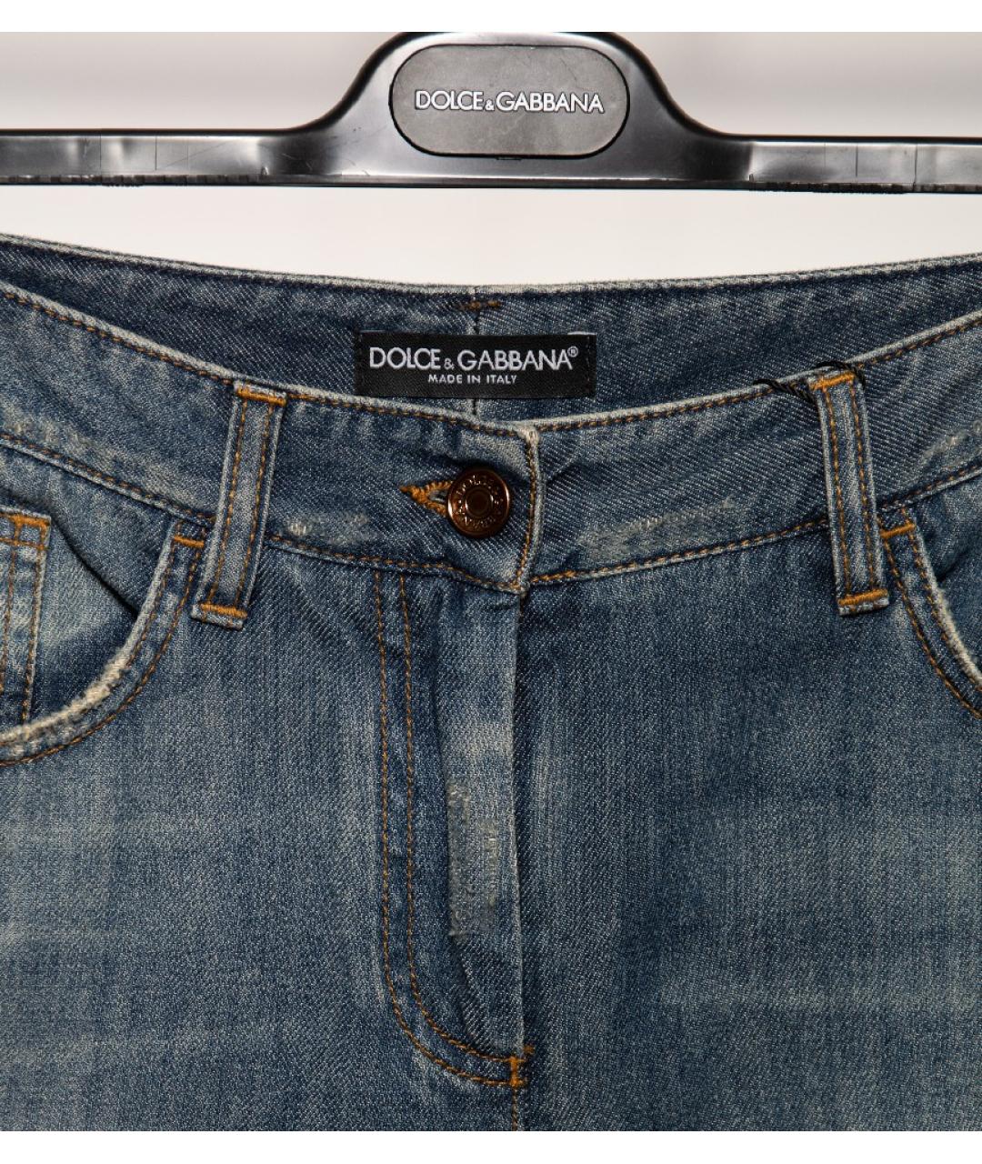 DOLCE&GABBANA Синие хлопковые прямые джинсы, фото 4