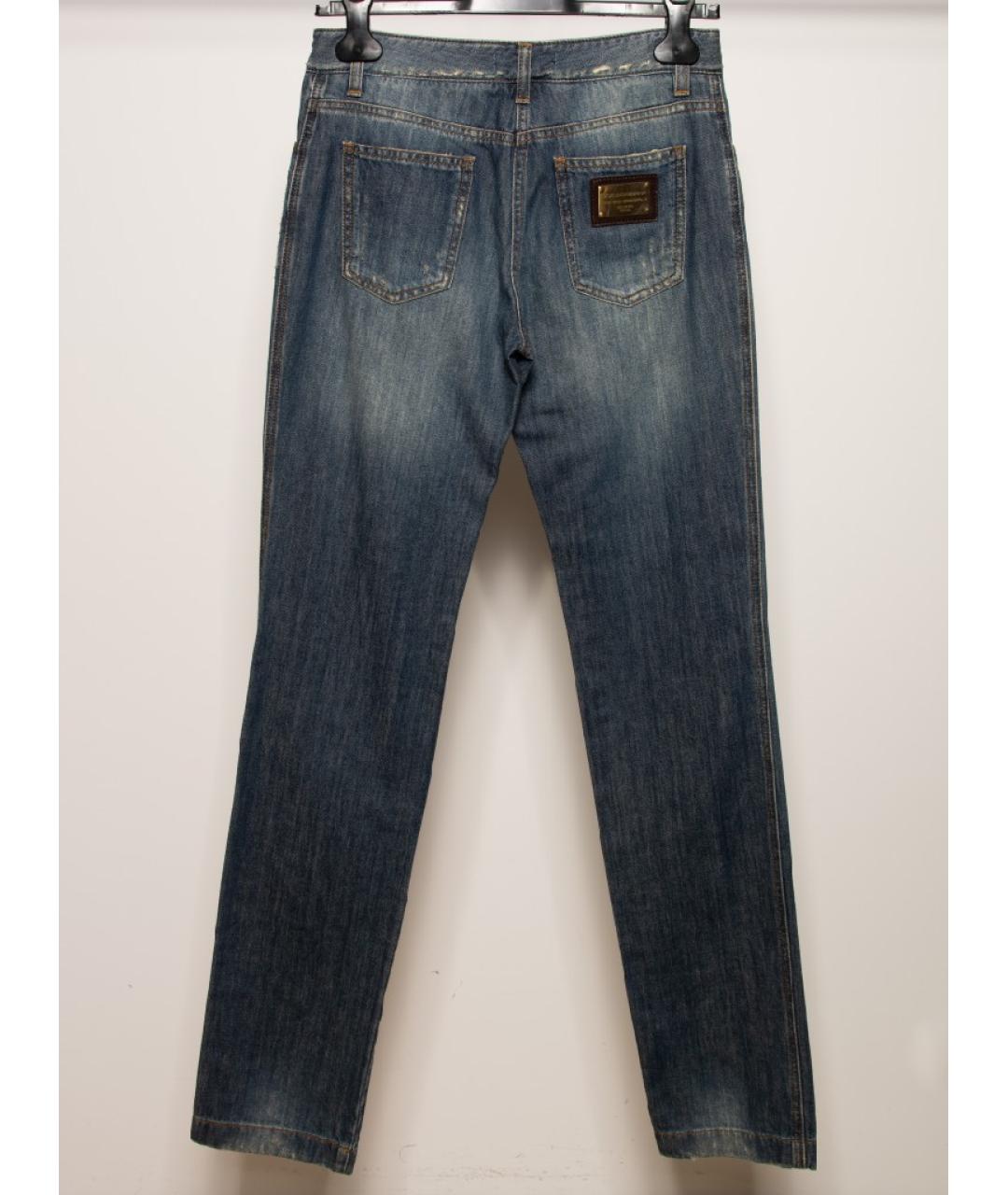 DOLCE&GABBANA Синие хлопковые прямые джинсы, фото 2