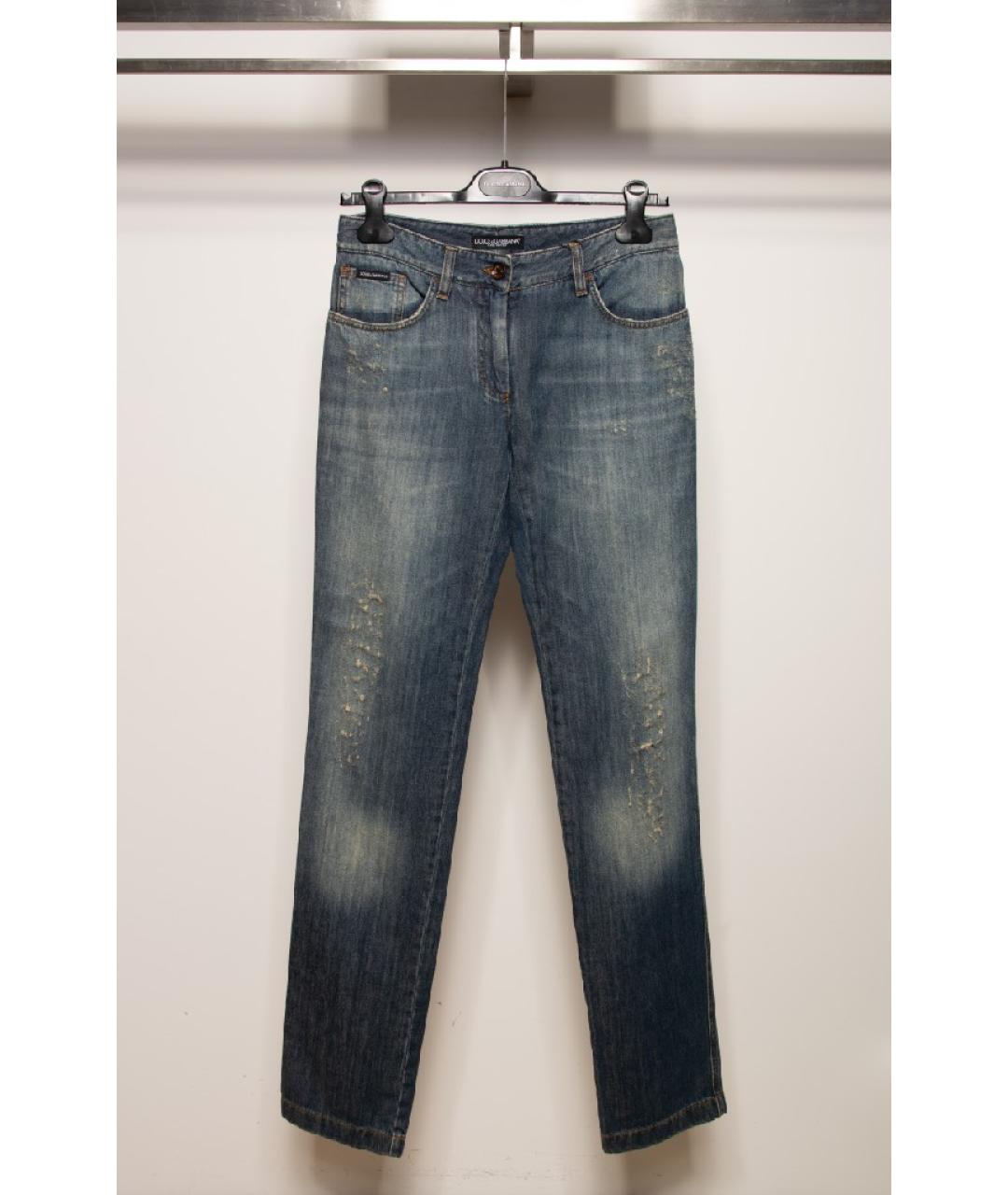 DOLCE&GABBANA Синие хлопковые прямые джинсы, фото 6