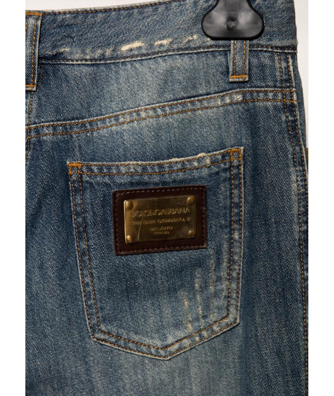 DOLCE&GABBANA Синие хлопковые прямые джинсы, фото 5