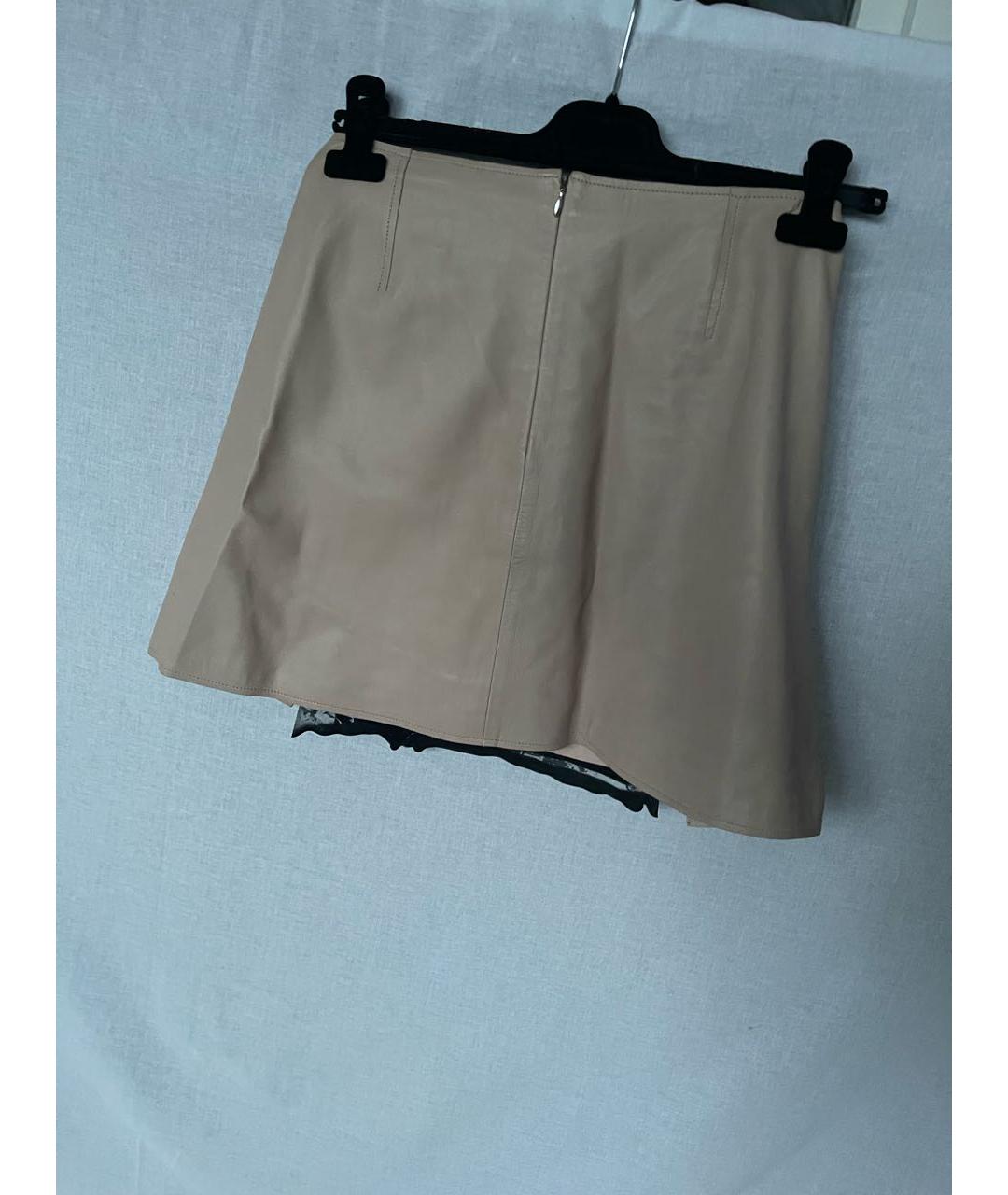 IRFE Бежевая кожаная юбка мини, фото 2