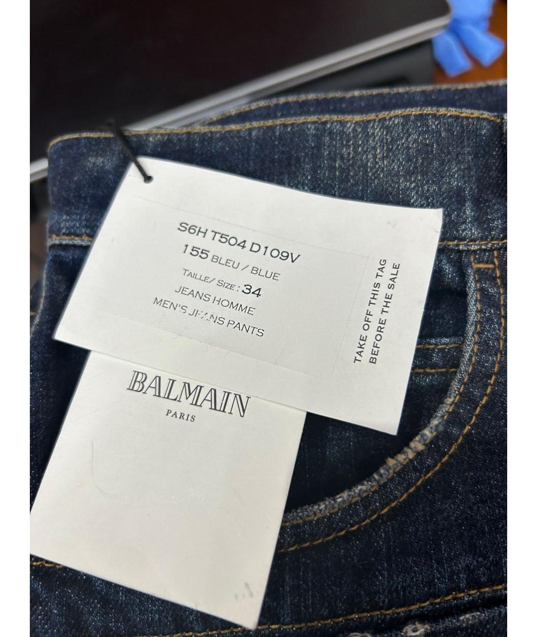 BALMAIN Темно-синие хлопковые джинсы, фото 3