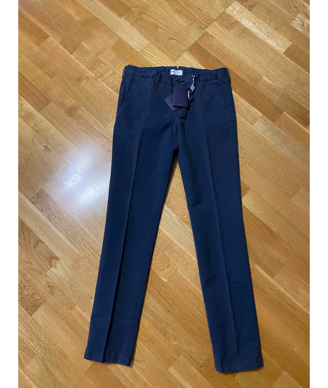 PRADA Темно-синие хлопковые прямые брюки, фото 3