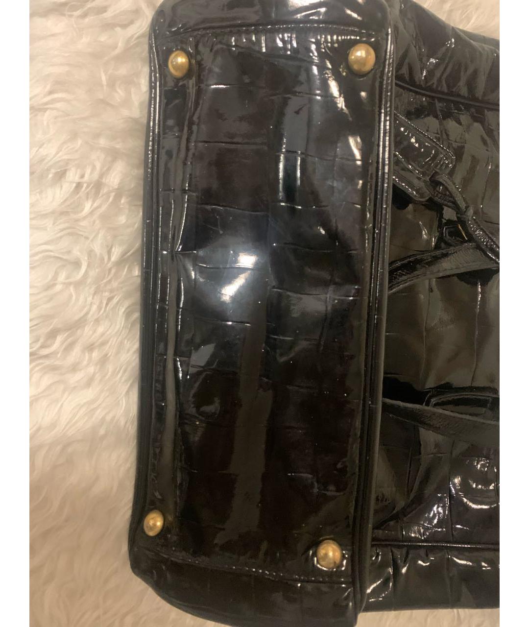 SAINT LAURENT Черная сумка тоут из лакированной кожи, фото 6