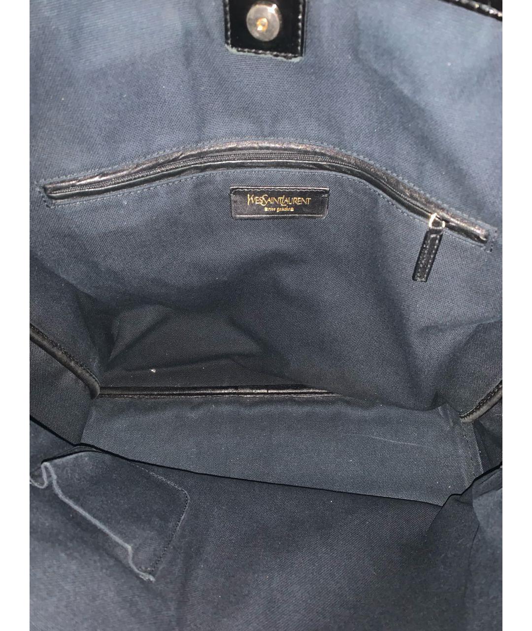 SAINT LAURENT Черная сумка тоут из лакированной кожи, фото 4