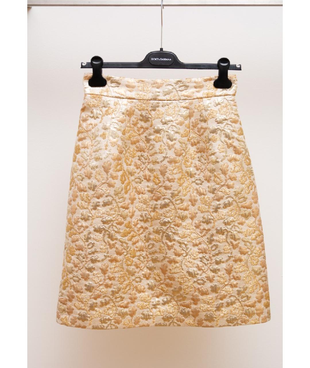 DOLCE&GABBANA Золотая юбка мини, фото 6