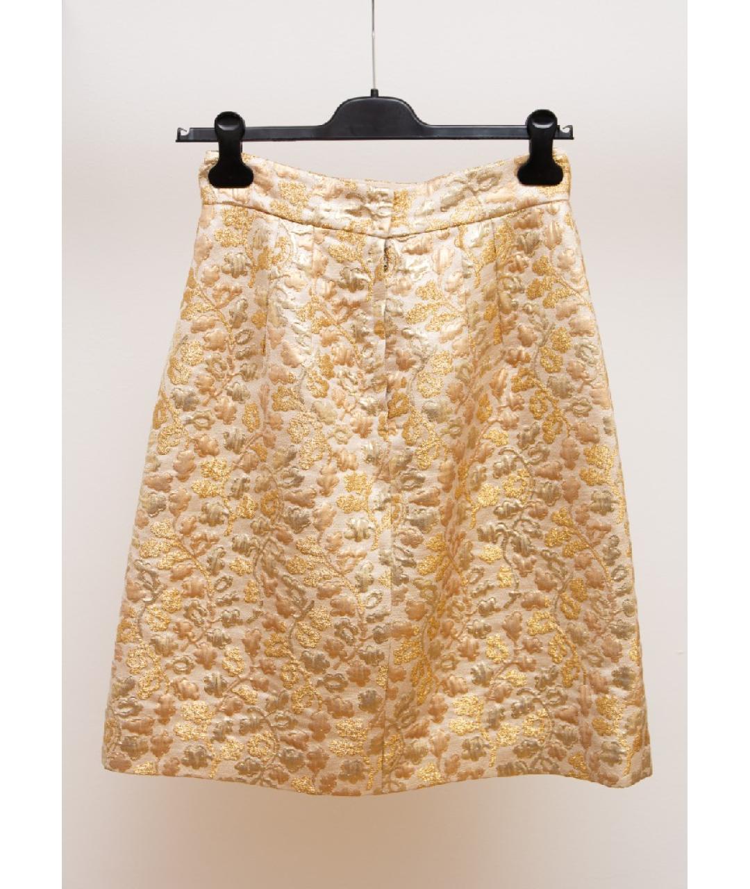 DOLCE&GABBANA Золотая юбка мини, фото 4