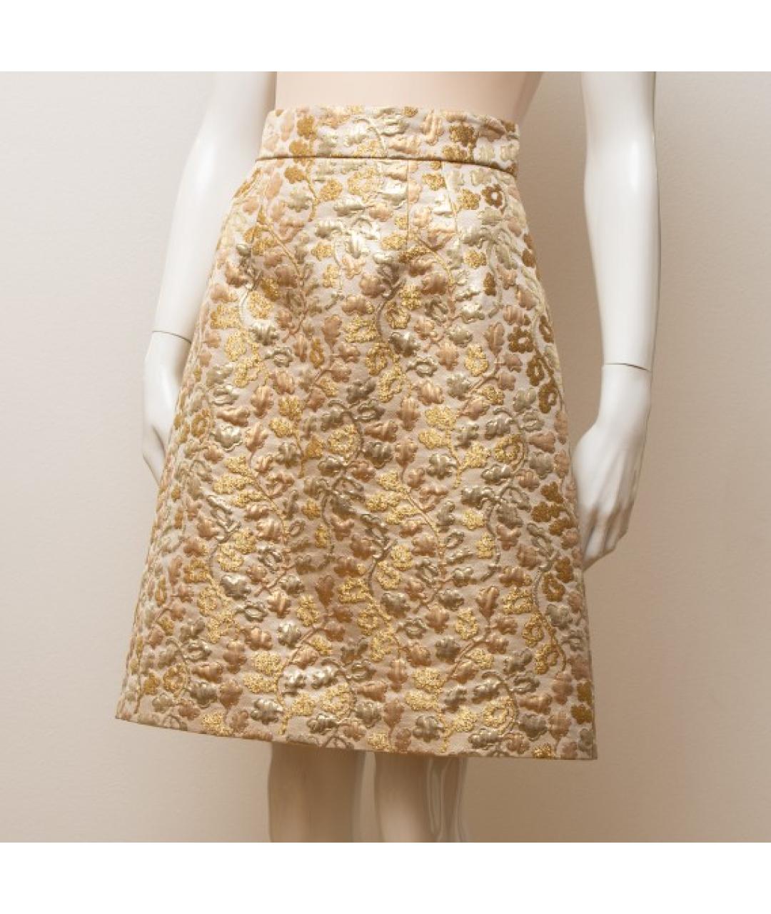 DOLCE&GABBANA Золотая юбка мини, фото 5