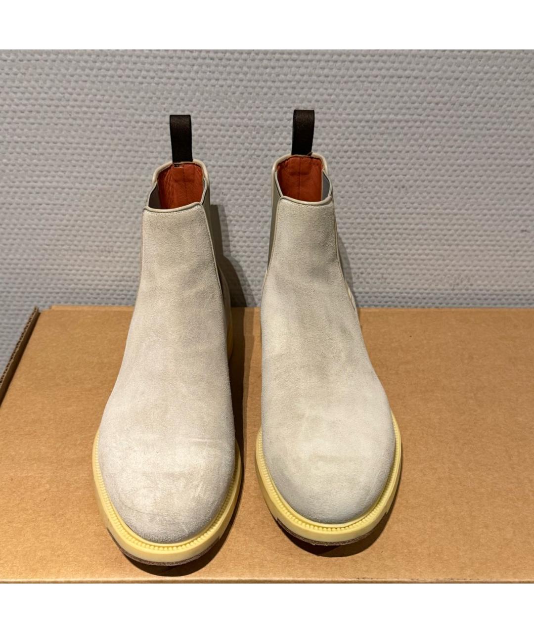SANTONI Бежевые замшевые ботинки, фото 2