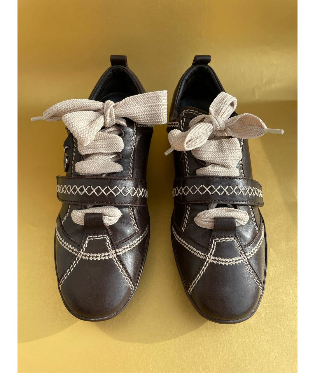 CHRISTIAN DIOR PRE-OWNED Коричневые кожаные кроссовки, фото 2