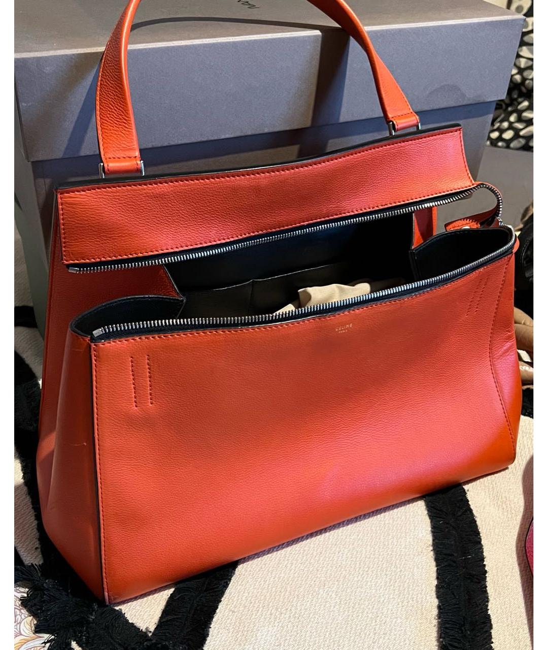 CELINE Оранжевая кожаная сумка тоут, фото 2