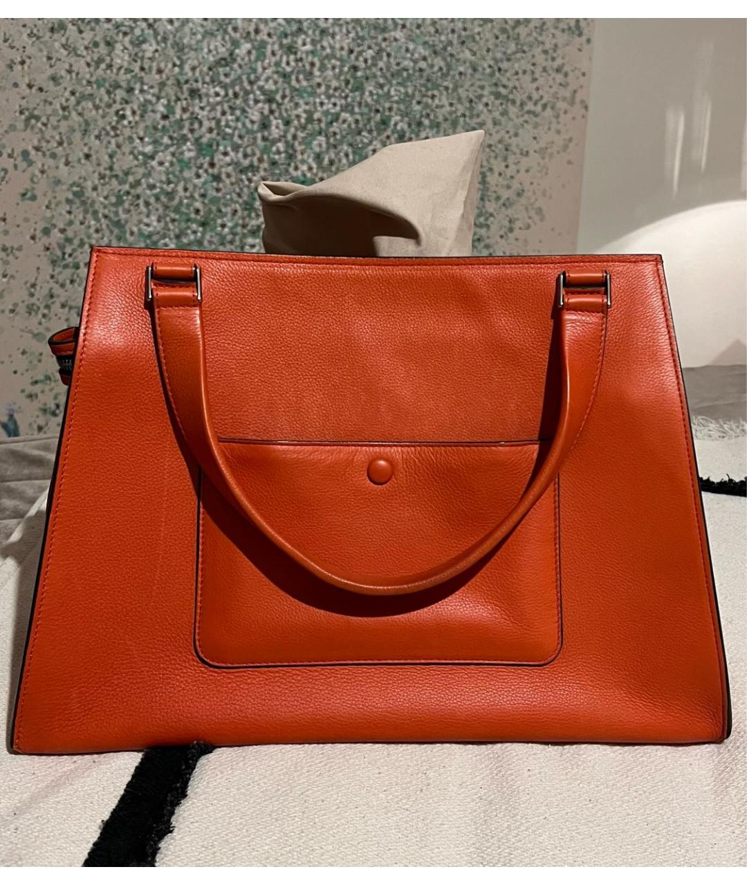 CELINE Оранжевая кожаная сумка тоут, фото 3