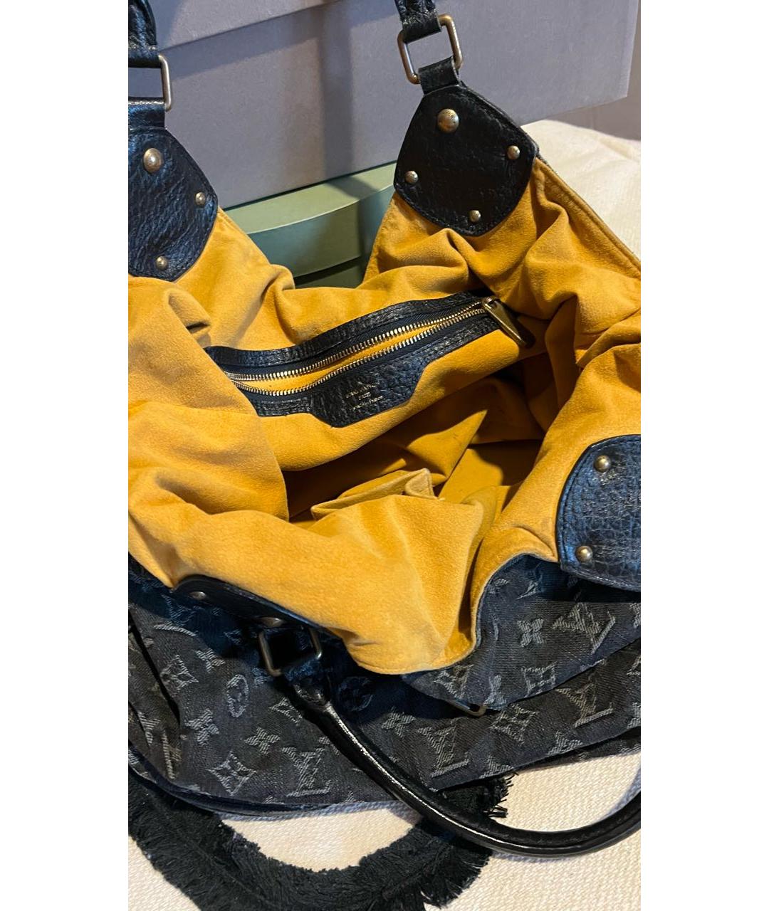 LOUIS VUITTON Черная деним сумка тоут, фото 4