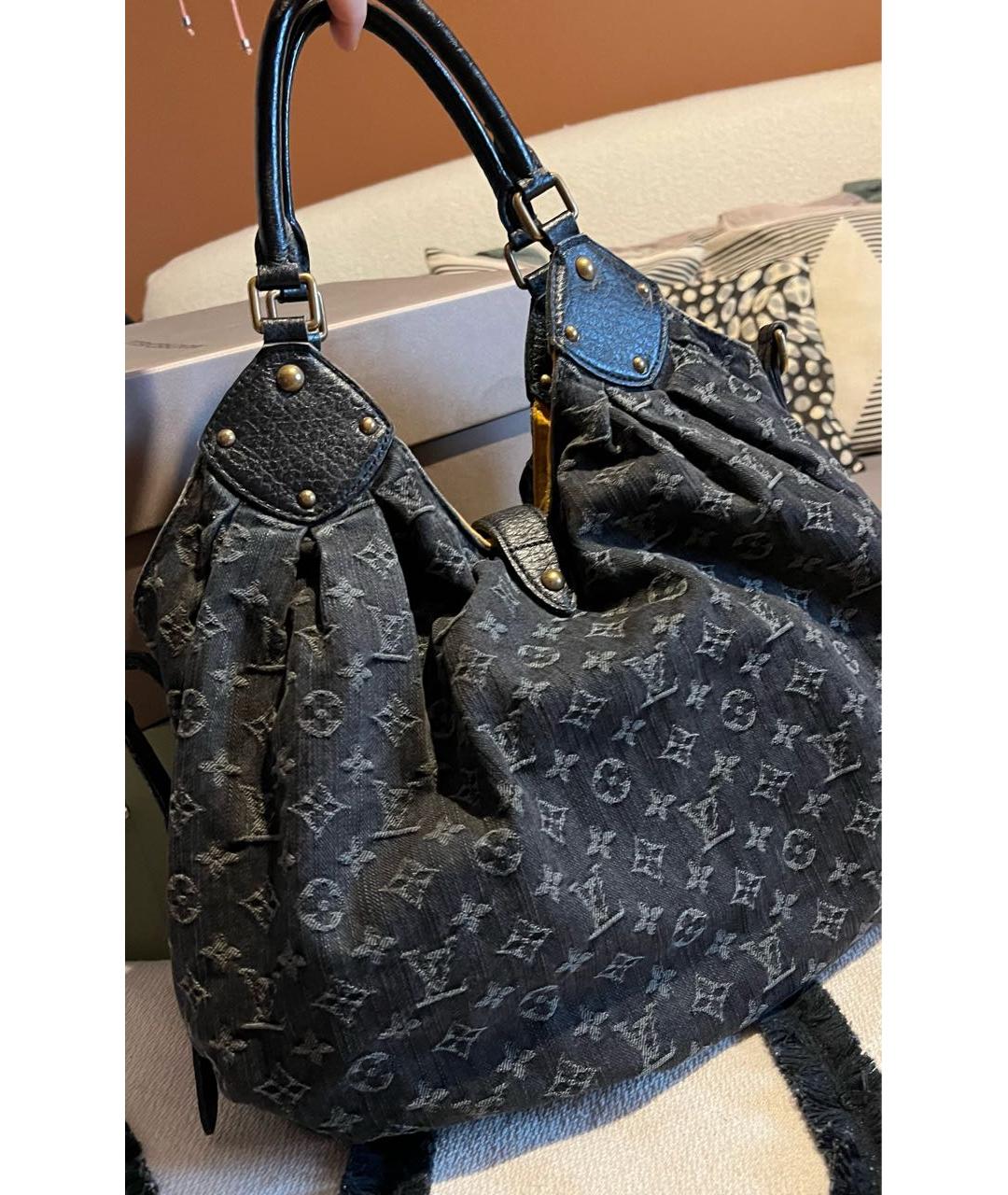 LOUIS VUITTON Черная деним сумка тоут, фото 3