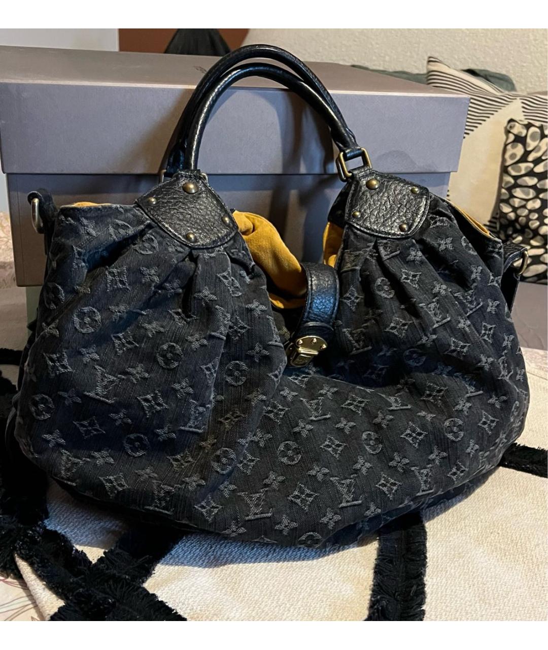 LOUIS VUITTON Черная деним сумка тоут, фото 7