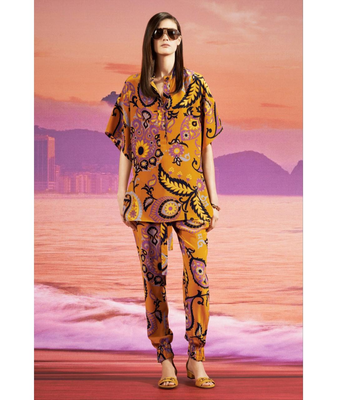GUCCI Горчичная шелковая блузы, фото 7