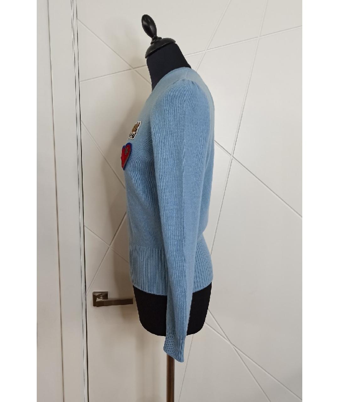 DOLCE&GABBANA Голубой шерстяной джемпер / свитер, фото 4