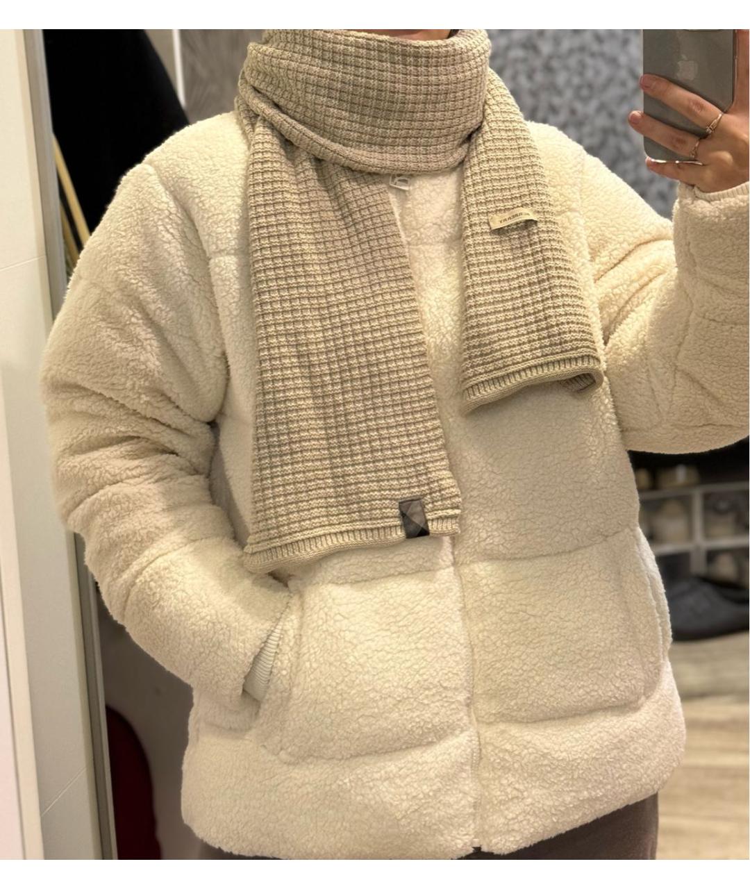 BURBERRY Бежевый хлопковый шарф, фото 4