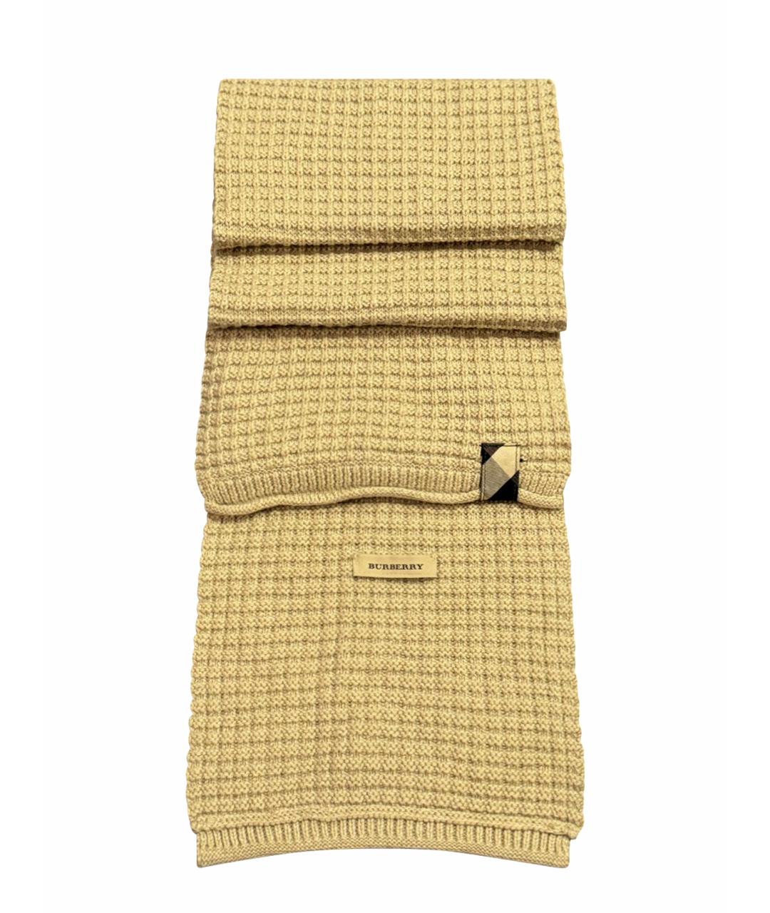 BURBERRY Бежевый хлопковый шарф, фото 1