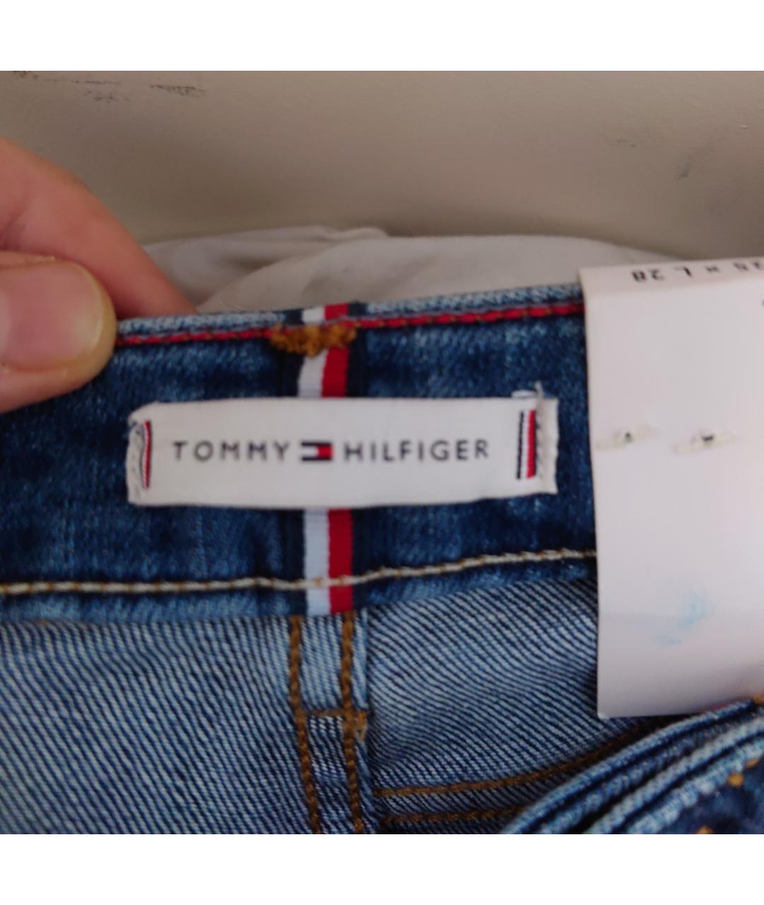 TOMMY HILFIGER Голубые хлопко-полиэстеровые прямые джинсы, фото 3