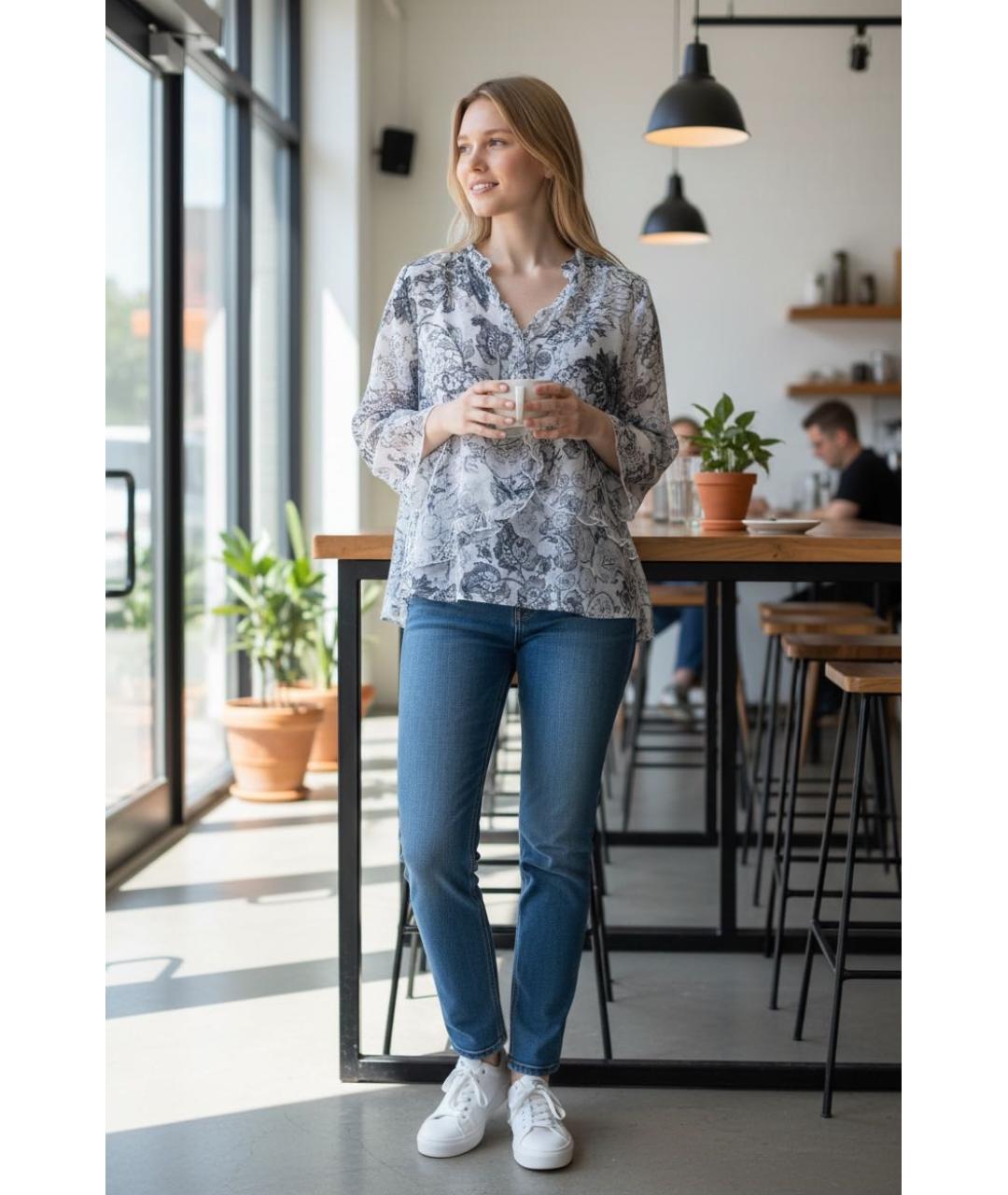 HUGO BOSS Голубая шелковая блузы, фото 7