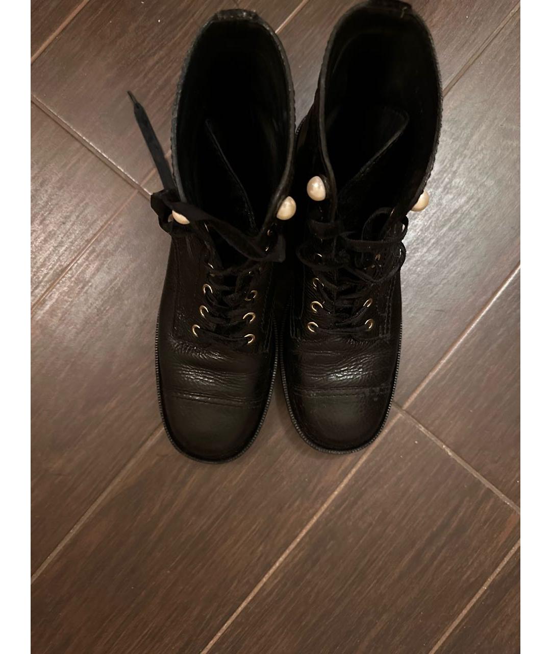 CHANEL Черные кожаные ботинки, фото 3