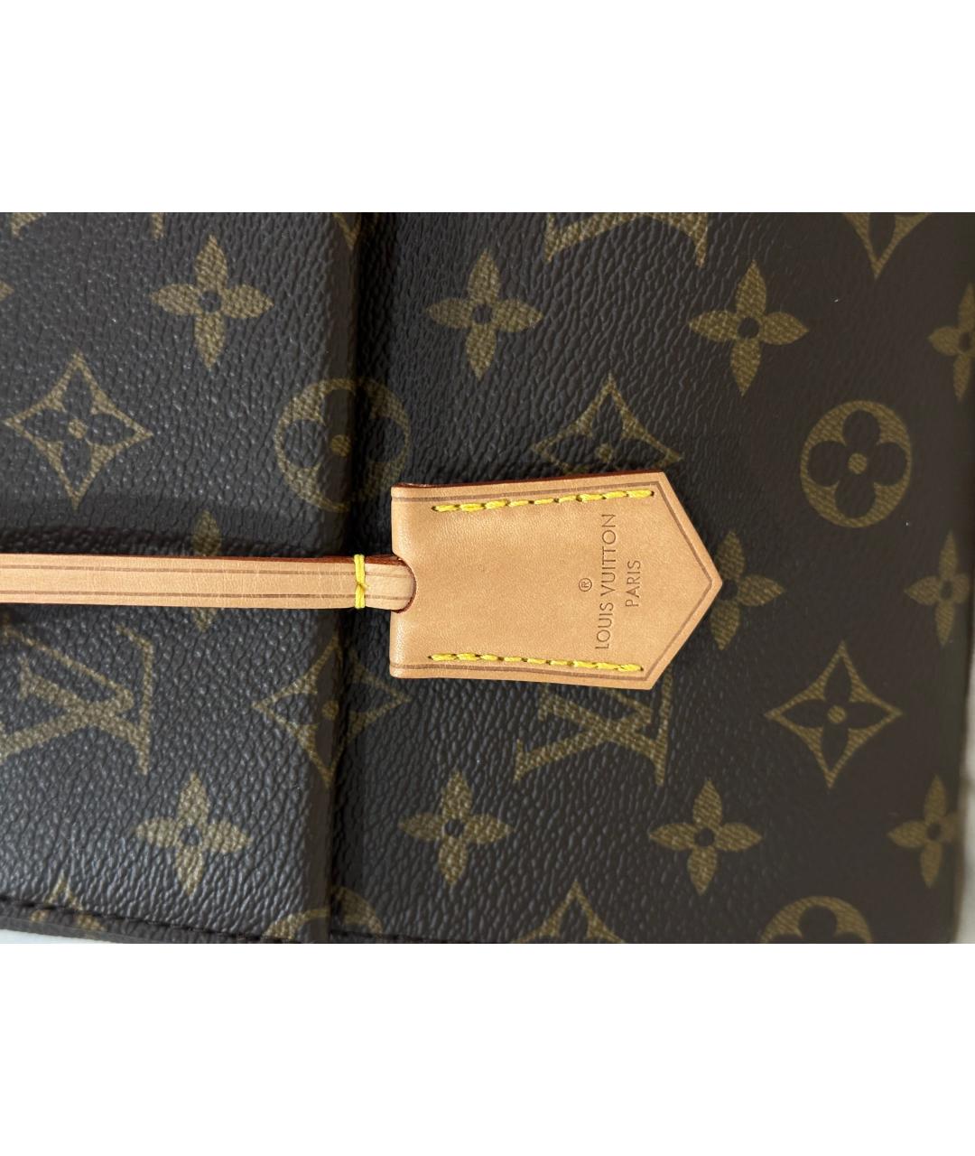 LOUIS VUITTON Коричневая кожаная сумка с короткими ручками, фото 5