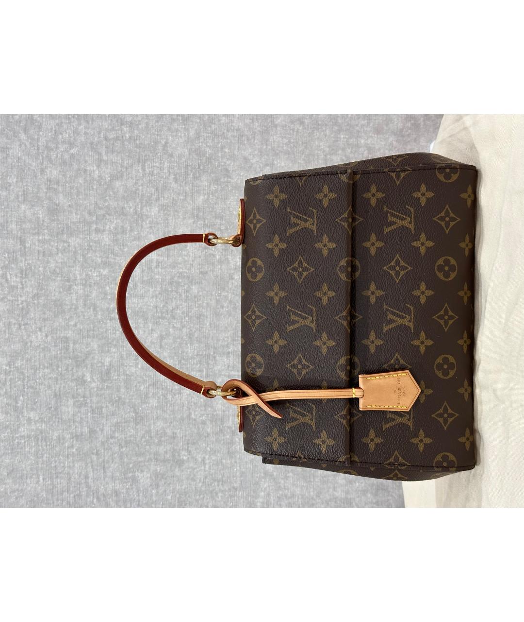 LOUIS VUITTON Коричневая кожаная сумка с короткими ручками, фото 10