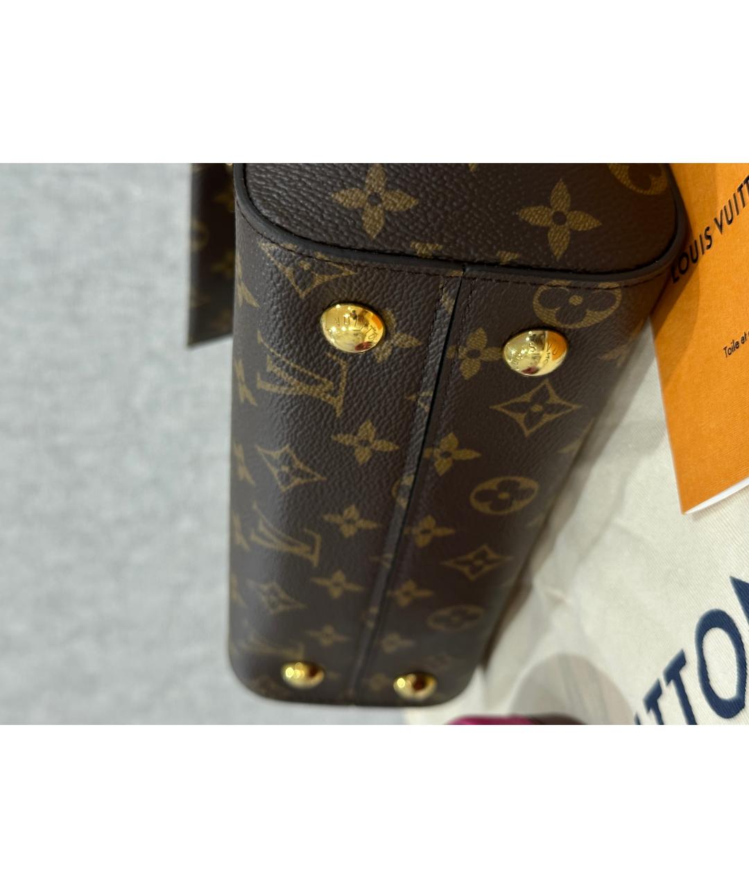 LOUIS VUITTON Коричневая кожаная сумка с короткими ручками, фото 3