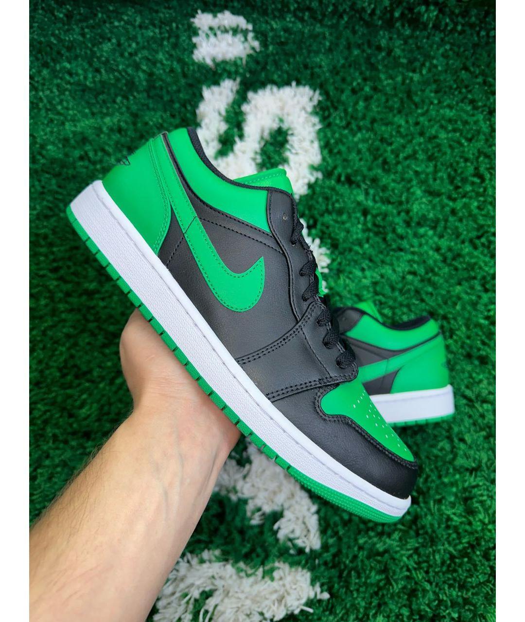 JORDAN Зеленые кожаные низкие кроссовки / кеды, фото 2
