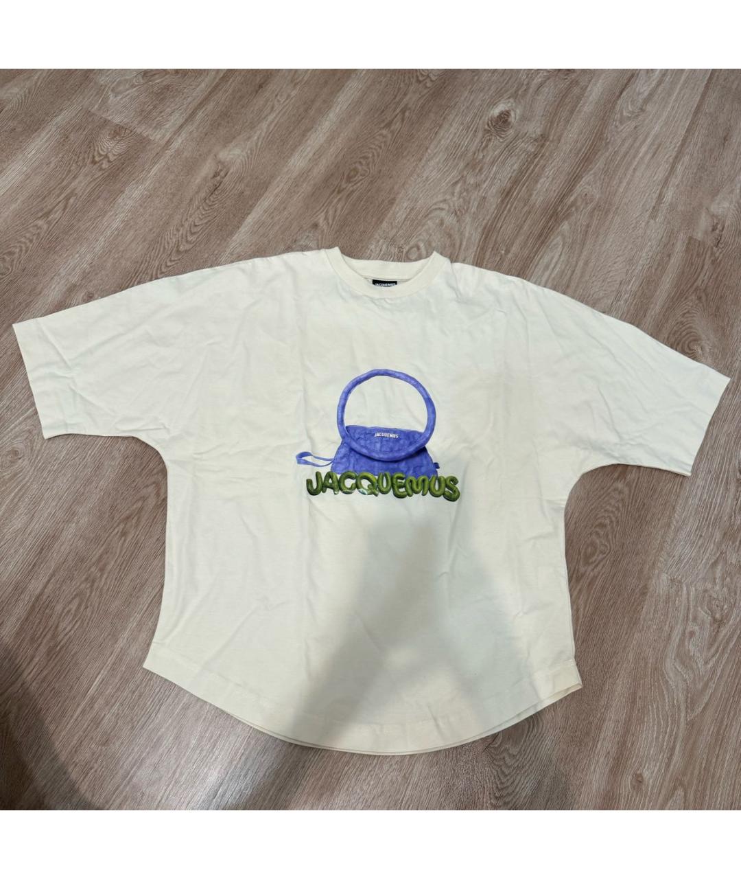 JACQUEMUS Бежевая хлопковая футболка, фото 2
