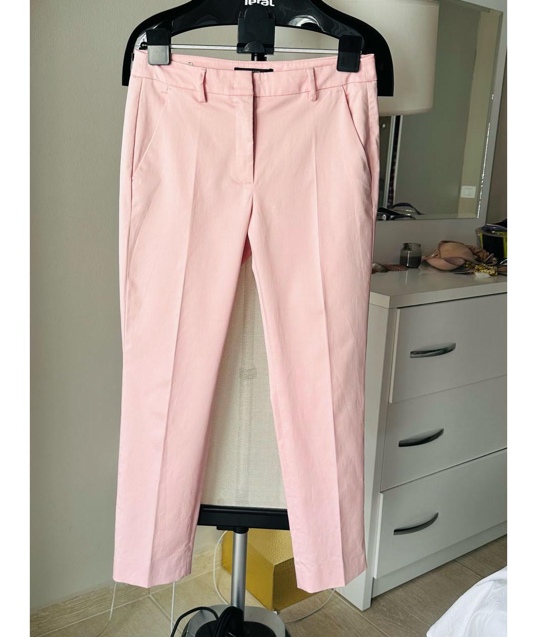WEEKEND MAX MARA Розовые хлопковые прямые брюки, фото 8