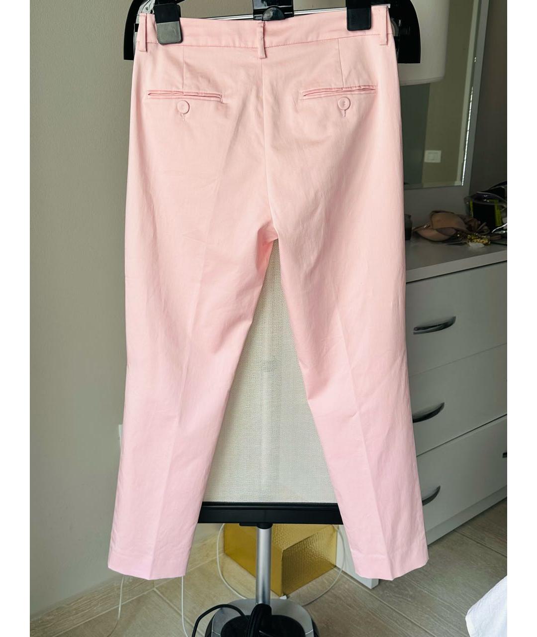 WEEKEND MAX MARA Розовые хлопковые прямые брюки, фото 2