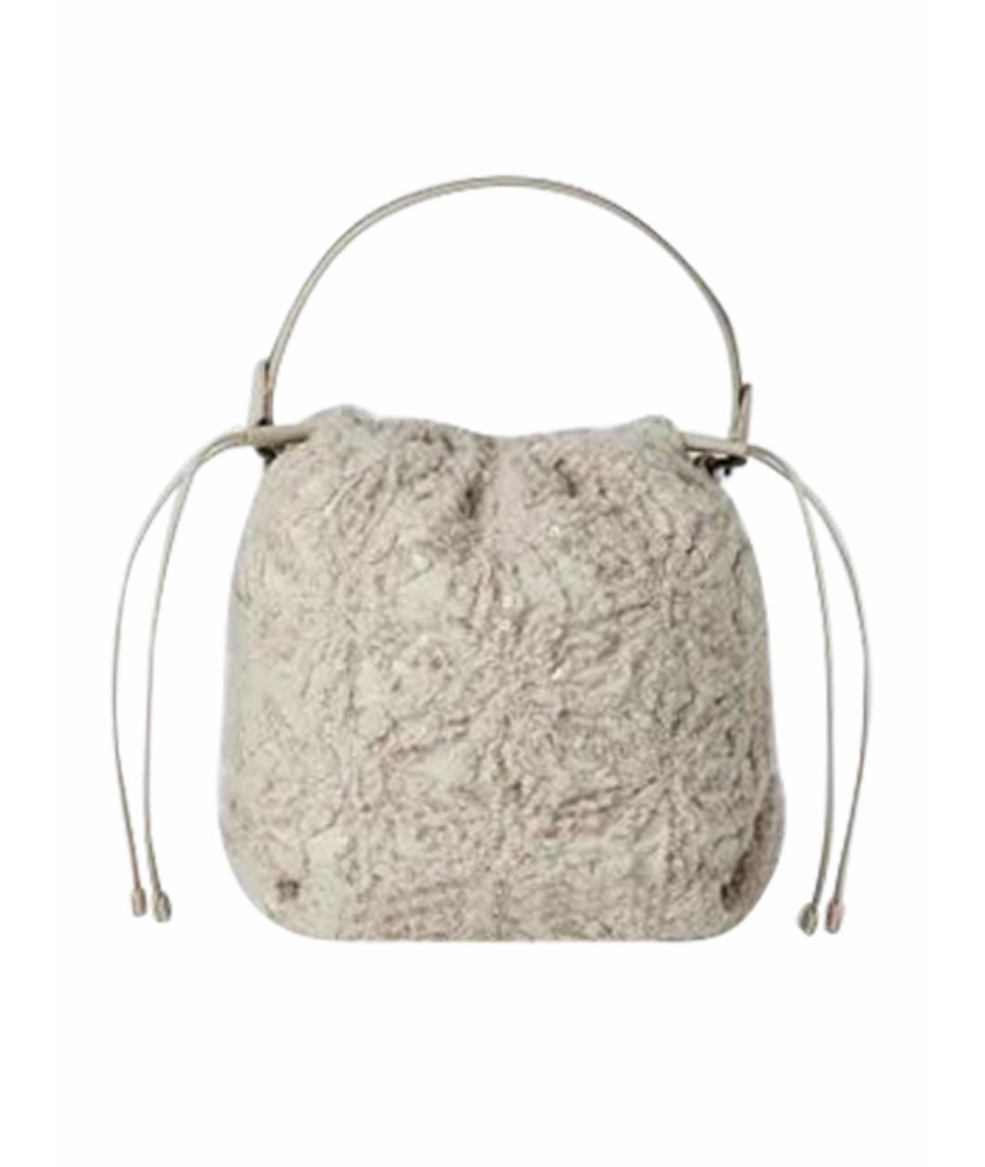 BRUNELLO CUCINELLI Бежевая шерстяная сумка с короткими ручками, фото 1