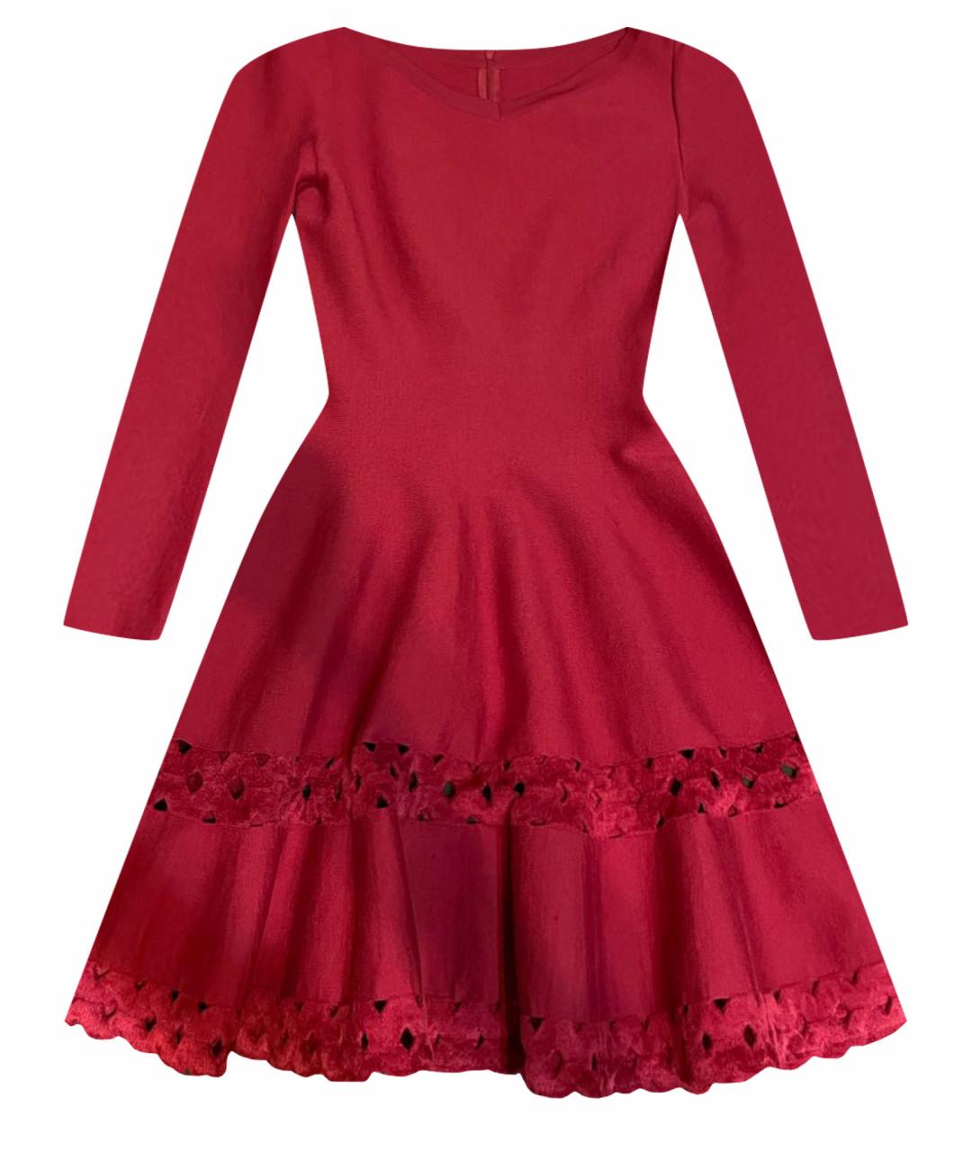 ALAIA Красное шерстяное коктейльное платье, фото 1