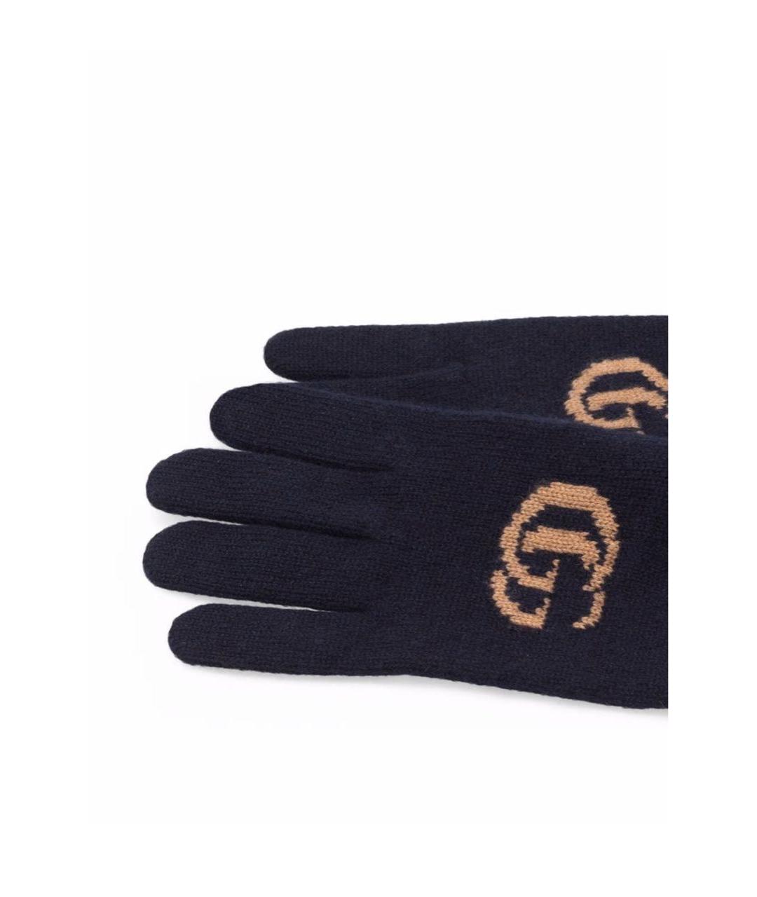 GUCCI Темно-синие кашемировые перчатки, фото 2
