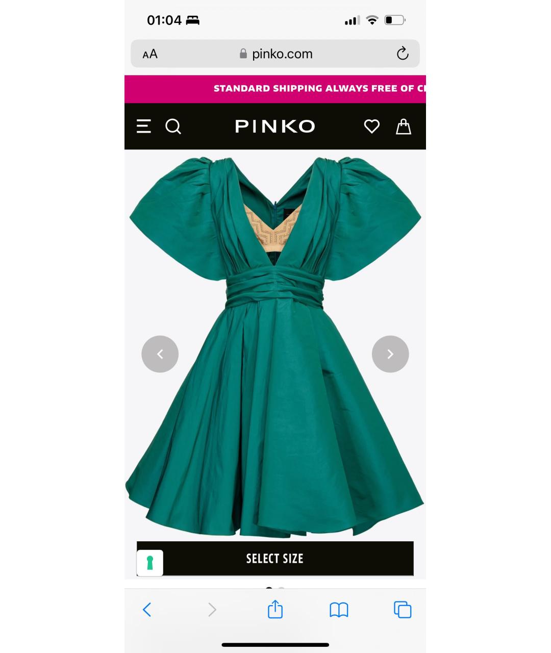 PINKO Зеленые шифоновое коктейльное платье, фото 9