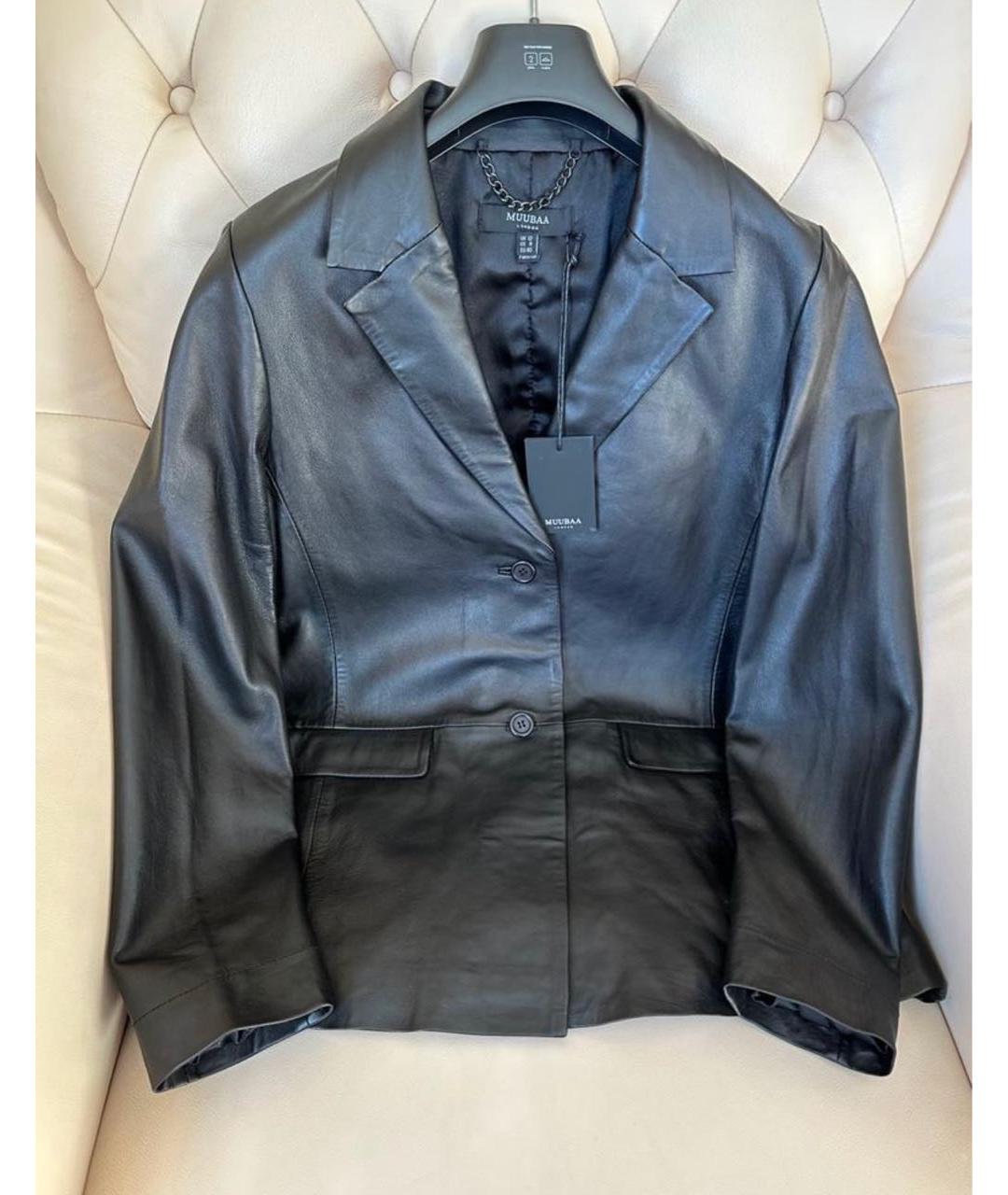 MUUBAA Черный кожаный жакет/пиджак, фото 3