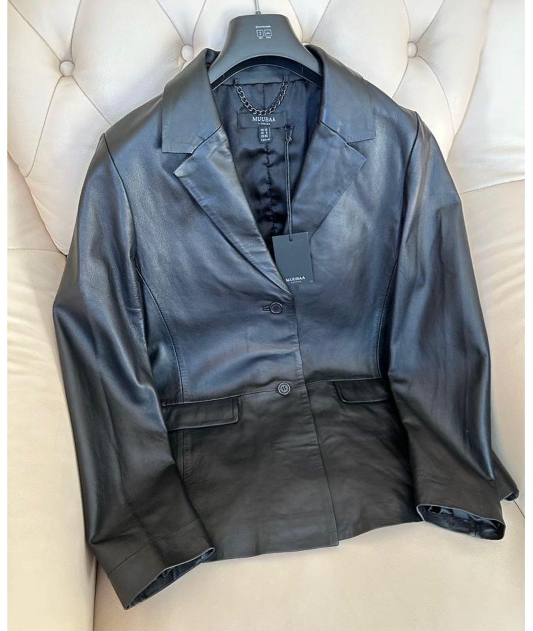 MUUBAA Черный кожаный жакет/пиджак, фото 4