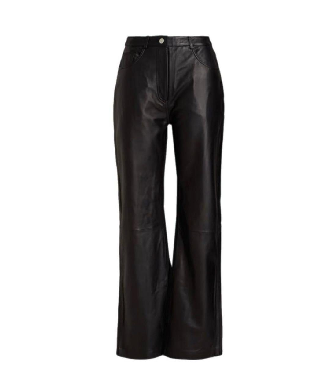 MUUBAA Черные кожаные прямые брюки, фото 1