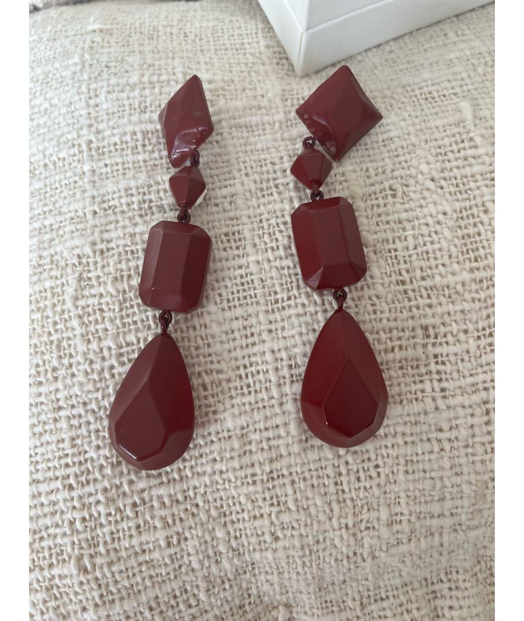 CELINE Бордовые пластиковые серьги, фото 7