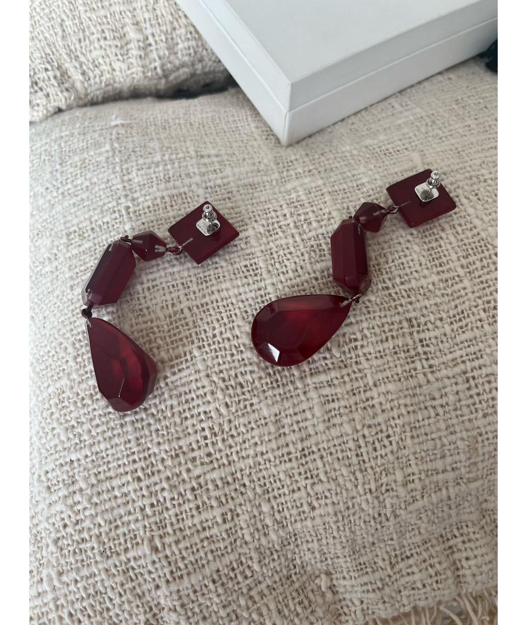 CELINE Бордовые пластиковые серьги, фото 2