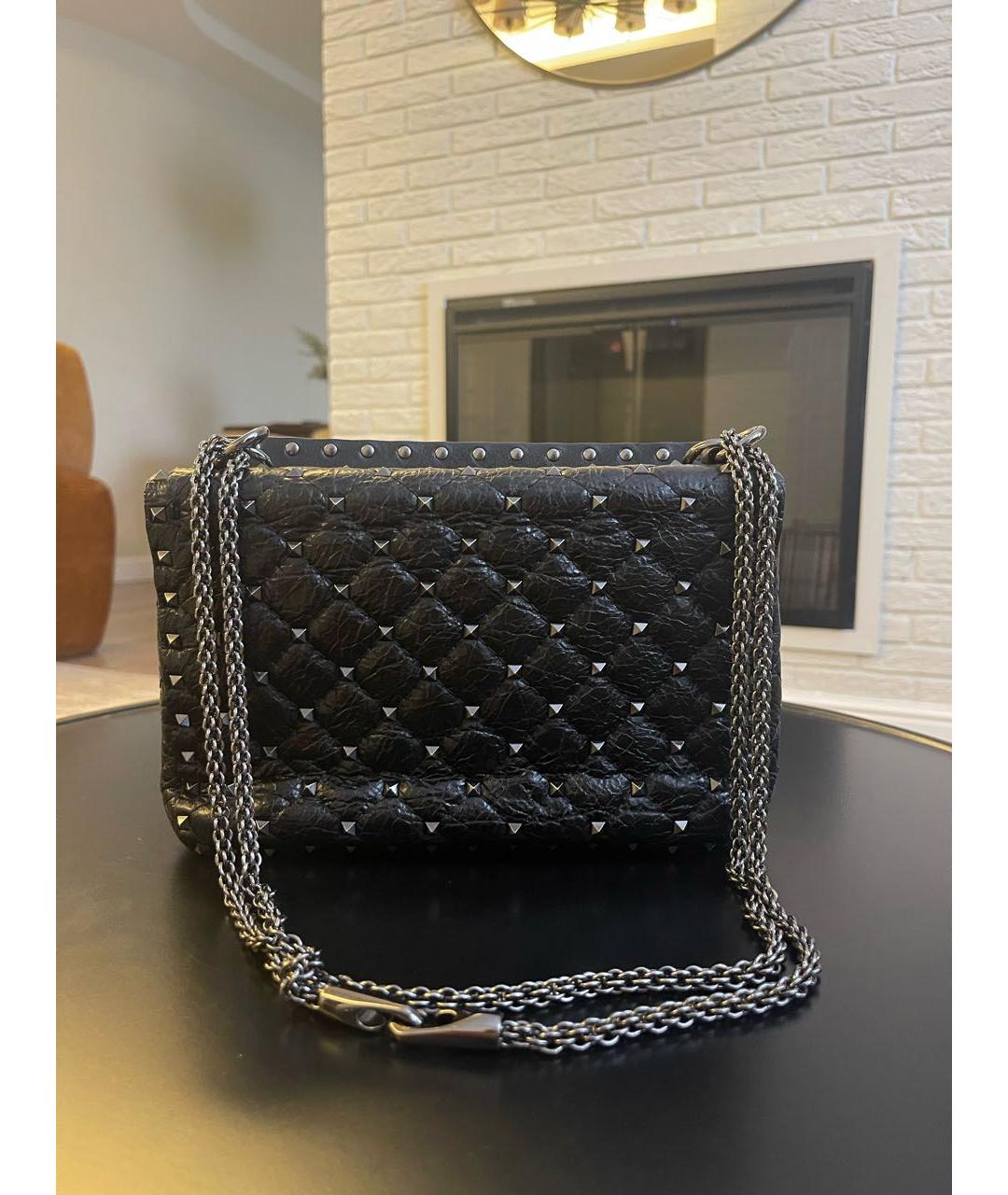 VALENTINO Черная кожаная сумка тоут, фото 3